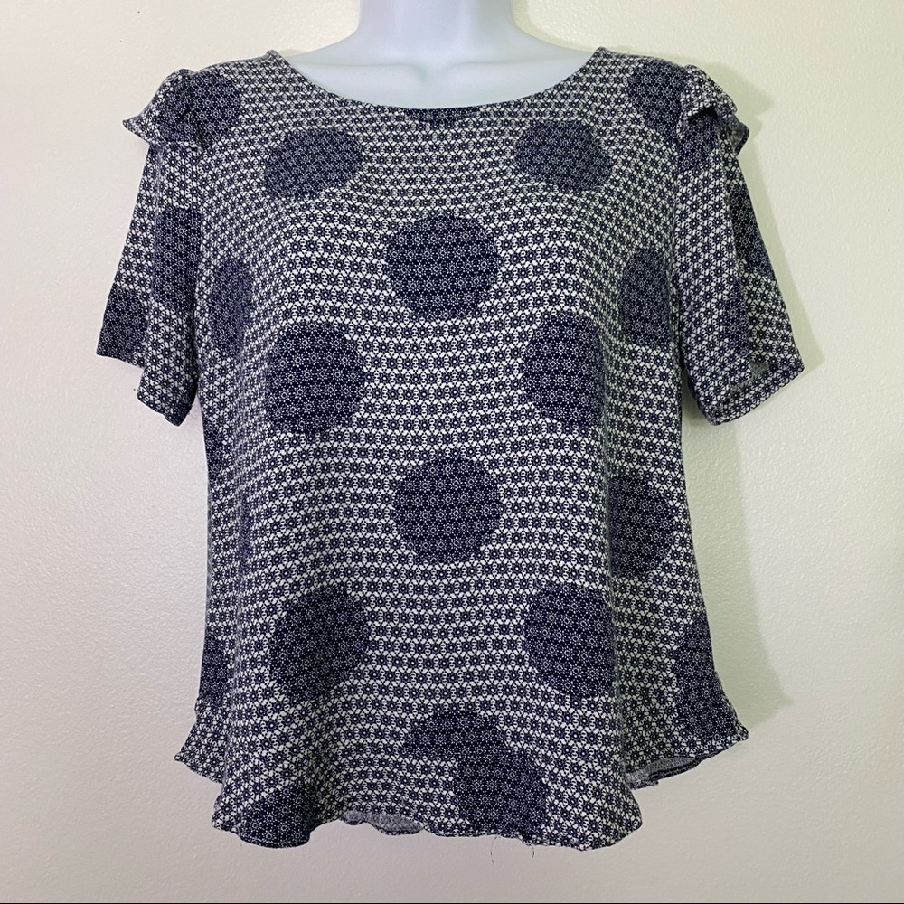 Maria Filo Ladies Size Medium Blue And White Top